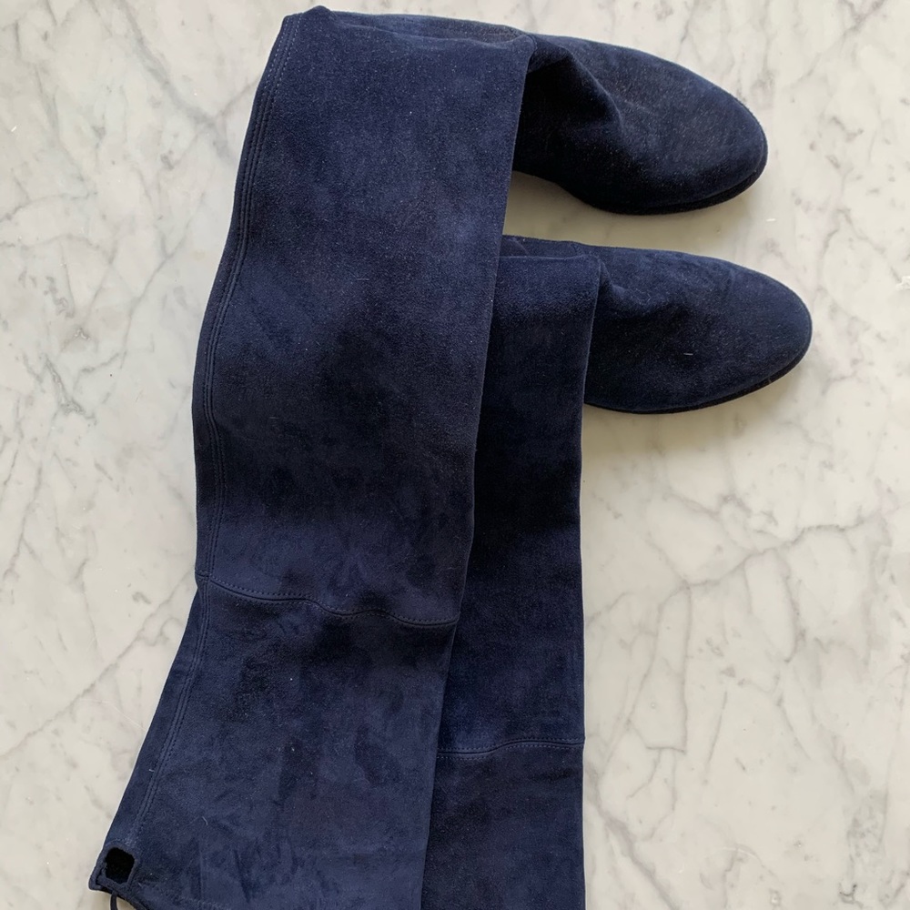 Navy suede over-the-knee Stuart Weitzman boots